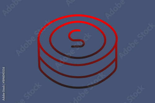 This is a digital illustration featuring an outline icon of a stack of coins.