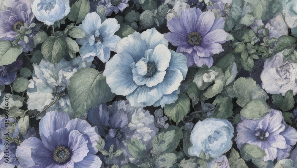 Obraz premium Floral Fantasy - A Symphony of Blue and Purple Blooms.