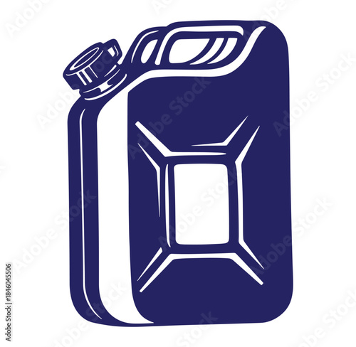 Simple vector illustration of a blue jerrycan representing fuel and transportation