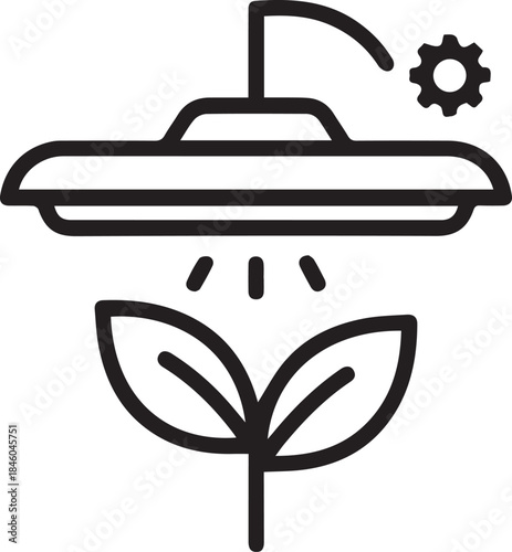Stunning UFO illustration with plant and gear in dark background