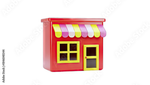 Cartoon Shop Building Isolated on White Background
