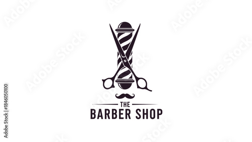 Barber Shop Action Scene Featuring Scissors and Pole in Urban Environment - Graphic Design Perspective