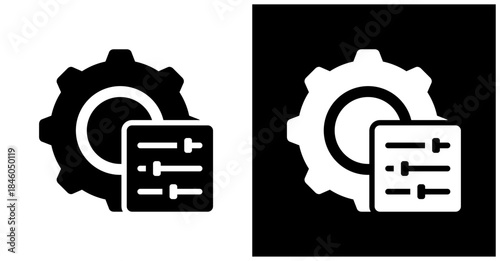 Configuration Icon Set In White And Black Background