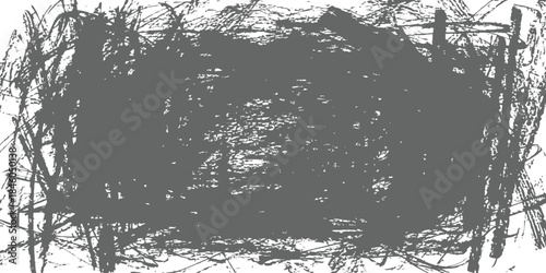 Dark Gray Scribble Grunge Frame Vector Distressed Overlay Texture Background Abstract Artistic Element