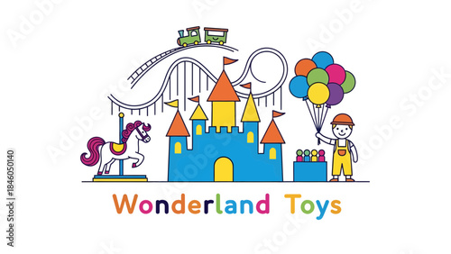 Kids Enjoying Rides, Attractions, and Games in a Colorful Environment