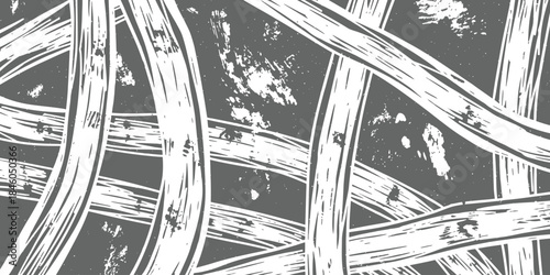 Abstract Grayscale Intertwined Lines Woodcut Texture Grunge Background