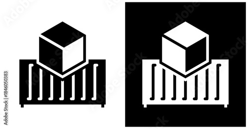 Containerization Icon Set In White And Black Background
