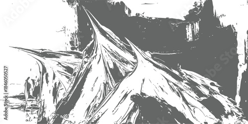 Abstract monochrome vector background with sharp peaks and expressive brushstroke texture