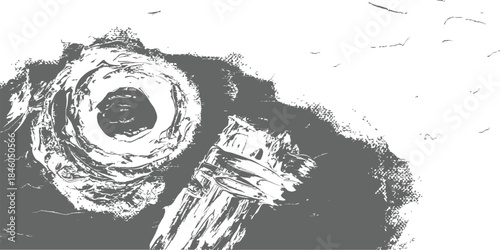 Monochrome Distressed Vector Texture Abstract Swirling Paint and Grunge Brush Strokes Background