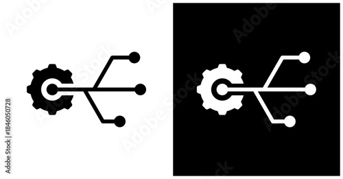 Version Control Icon Set In White And Black Background