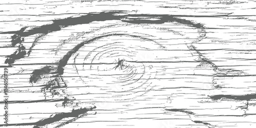 High Contrast Grunge Wood Grain Vector Texture Overlay Background with Knots and Cracks