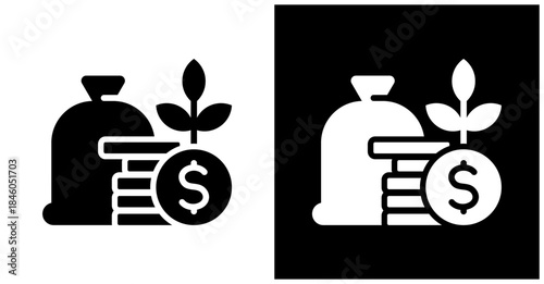 Investment Icon Set In White And Black Background