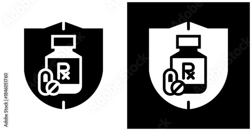 Prescription Coverage Icon Set In White And Black Background