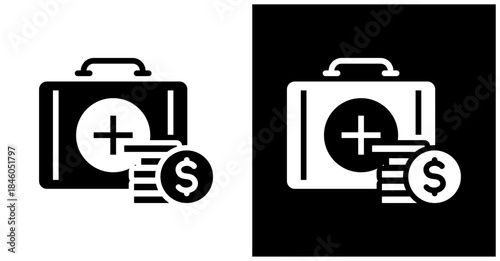 Emergency Fund Icon Set In White And Black Background