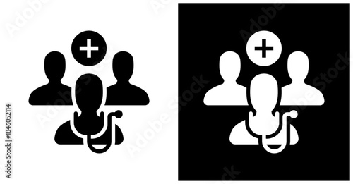 Medical Staff Icon Set In White And Black Background