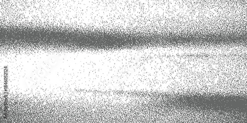 Gray Stipple Texture Vector Background with Noise Grain Effect and Horizontal Blank Space