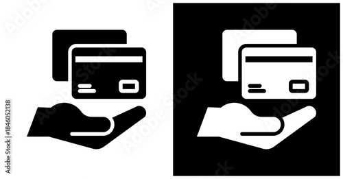 Debit Card Icon Set In White And Black Background