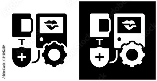 Medical Equipment Icon Set In White And Black Background