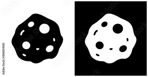 Asteroid Icon Set In White And Black Background