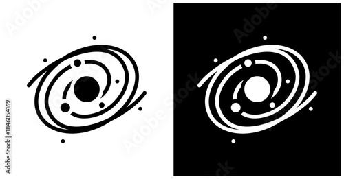 Galaxy Icon Set In White And Black Background