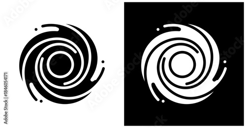 Black Hole Icon Set In White And Black Background