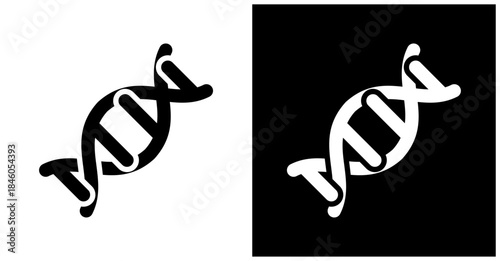 Dna Icon Set In White And Black Background