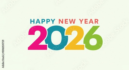 Happy New Year 2026 Typography Design on Clean Background, Modern Festive Vector Illustration