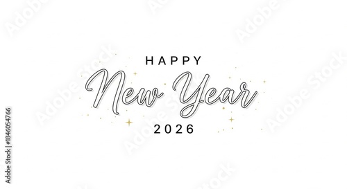 Happy New Year 2026 Typography Design on Clean Background, Modern Festive Vector Illustration