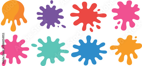Colorful Paint Splatter Vector Set: Liquid Splash Elements for Fun Backgrounds, Art, and Design