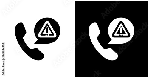 Emergency Call Icon Set In White And Black Background