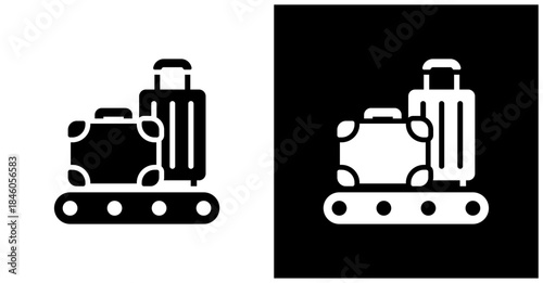 Luggage Icon Set In White And Black Background