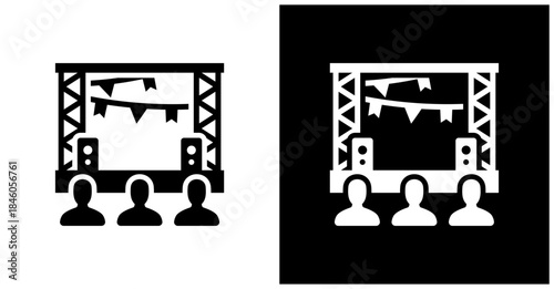 Festival Icon Set In White And Black Background