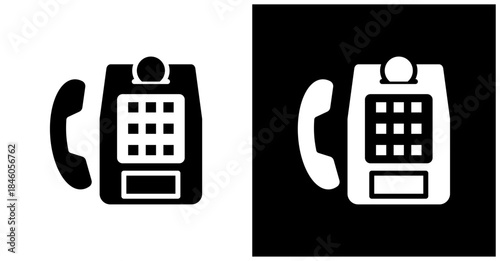 Public Phone Icon Set In White And Black Background