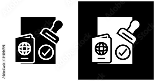 Visa Information Icon Set In White And Black Background