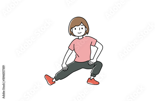 屈伸運動をする女性のイラスト