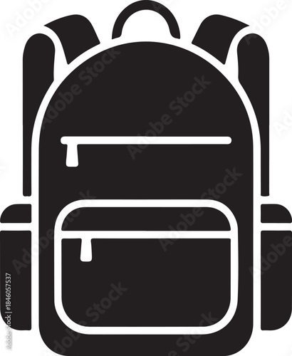 Black and white backpack with two main compartments and side pockets school bag travel bag