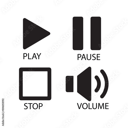 Play, Pause, Stop, and Volume Icons