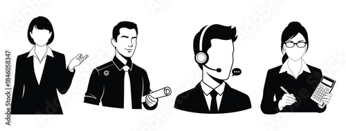 Business professionals in various roles and communication