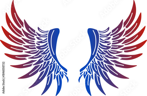 Stylized Gradient Wings Graphic (Red, Blue, and Purple)