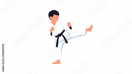 Martial Arts Practitioner Performing a High Kick in Action