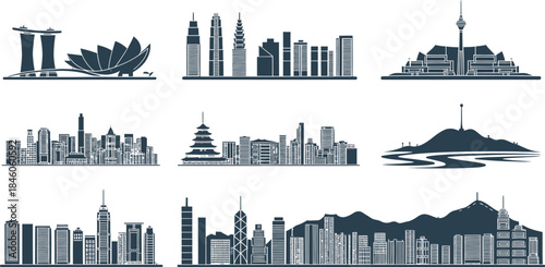 Dubai skyline silhouette vector illustration design with united arab emirates famous landmark