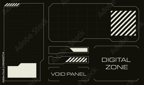 Retro Futuristic Cyberpunk HUD Frame Interface. Future Tech Cyberpunk Digital Overlay Interface.
