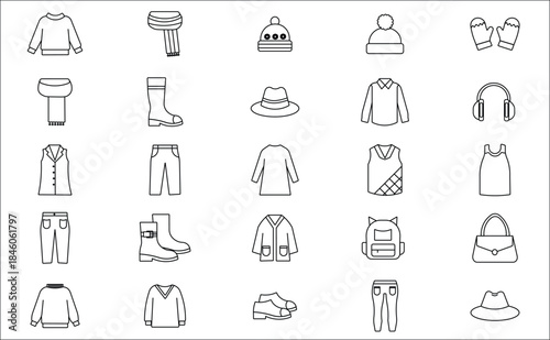 Fashion clothes set vector icons for web shopping illustration design