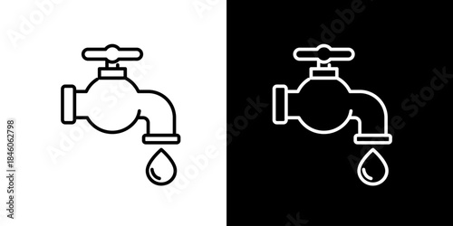 Single icon of water droplets from the tap illustrate the potential energy and conseervation