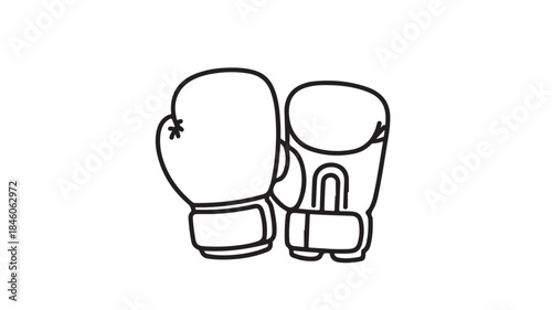 Boxing Gloves Line Art Outline Isolated on White Background