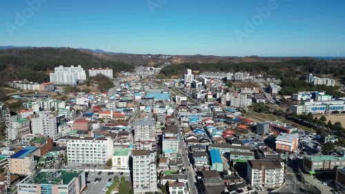 Uljin Coastal City: Aerial Panorama of the East Sea and Urban Area