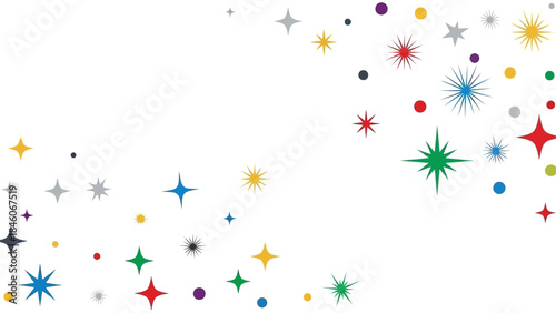 Festive Starbursts A Colorful Scatter of Stars for Celebrations and Decorative Designs