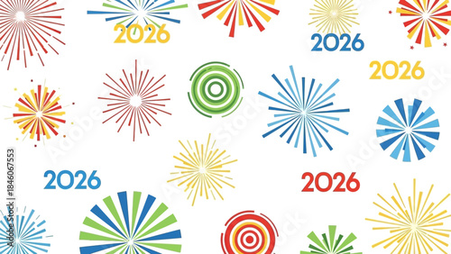 Celebratory Fireworks and the Year 2026 A Festive Design for New Year's or Events