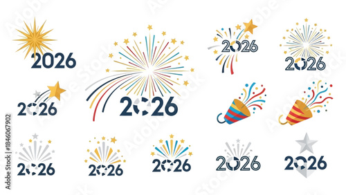 Festive New Year 2026 Designs Fireworks, Sparklers, and Celebratory Elements for the New Year