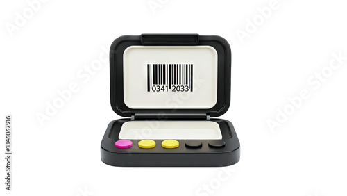 Barcode Scanner with Buttons on White Background